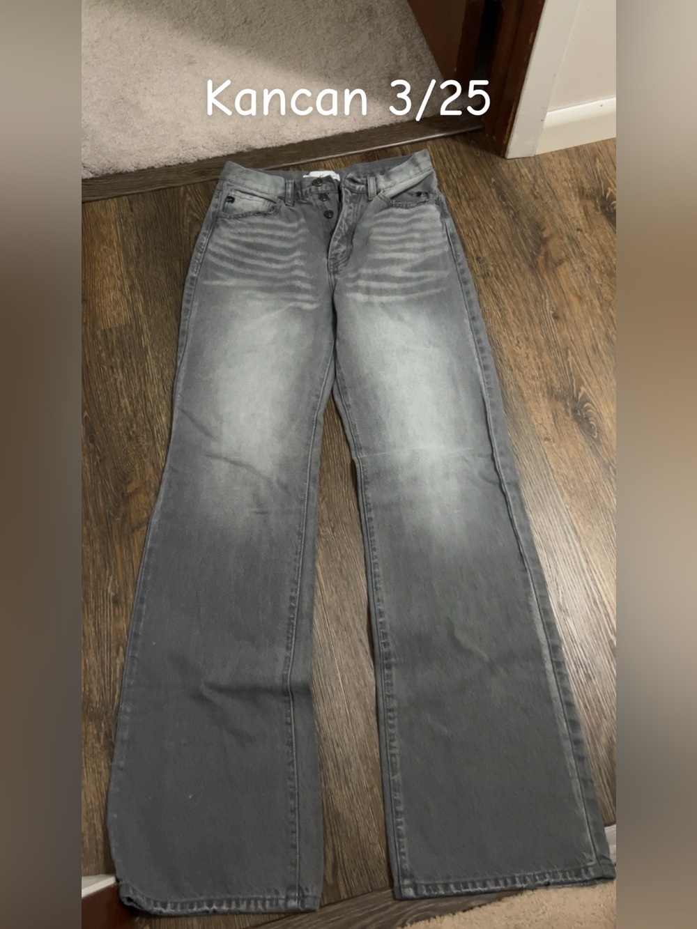 KanCan Gray Faded Wide-Leg Jeans
